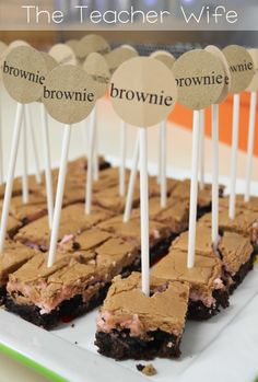 chocolate brownie with marshmallows on top and the teacher wife sign