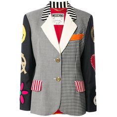 Moschino Couture Multico Patches Blazer Patchwork Blazer, Reworked Clothes, Cl Fashion, Vintage Moschino, Checkered Blazer, Patch Jacket, Moschino Couture, Straight Jacket