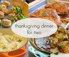 thanksgiving dinner for two with turkey and mashed potatoes