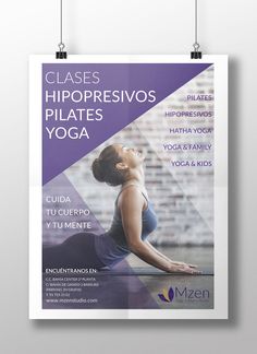 a poster for a yoga class with an image of a woman doing yoga