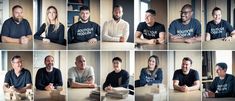 multiple pictures of people sitting at a table with books and papers in front of them