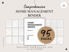 the home management binder is shown in this image