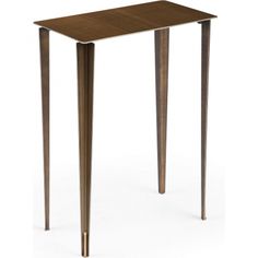 a small wooden table with two legs on the top and one leg bent down to the side