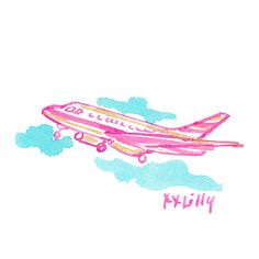 a drawing of an airplane flying through the sky with words below it that read, hello kitty