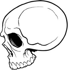 a black and white drawing of a skull