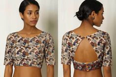 Kalamkari Blouse Back Neck Designs, Keyhole Blouse Designs, Printed Cotton Blouse Designs Latest, Printed Blouse Designs For Saree, Kalamkari Blouse Designs Latest, Blouse Ke Design, Print Blouse Design, Cotton Blouse Pattern