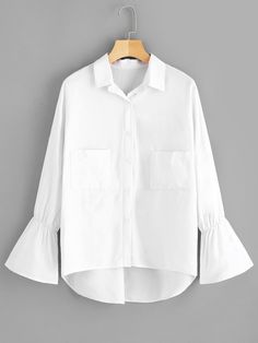 Dip Hem Blouse, Asymmetrical Shirt, Sleeve Placket, White Shirt Blouse, Fall Blouse, Casual Hijab Outfit, Indian Blouse, Trendy Fashion Tops, Hem Blouse