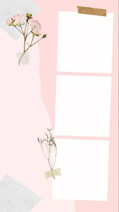 a pink background with flowers and notes on it