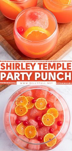 this is an image of a party punch with oranges and cherries