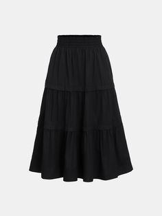 Elevate your wardrobe with the chic simplicity of the Black Elastic Waist Flared Midi Skirt. Its timeless design and flattering silhouette make it a must-have for any closet. Product code: CAA02B4D012AA Features:  Woven Elastic waist Pockets Midi Wash Method: Regular Wash Material: 100%COTTON. Flowy Black Skirt, Black Flare Skirt, Spring Closet, Flared Midi Skirt, Skirt Aesthetic, Black Skirts, Peasant Skirt, Affordable Swimwear, Midi Flare Skirt