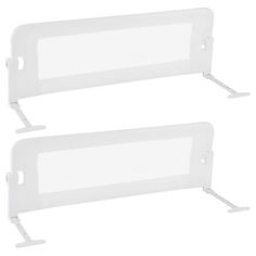 two white plastic shelf brackets on each side