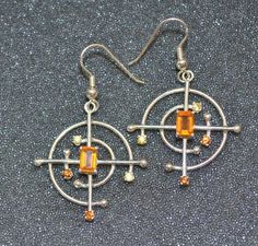 Fire Earrings, Mexican Fire Opal, 3d Laser, Geometric Jewelry