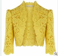 Herve Leger Dress, Lace Bolero Jacket, Bolero Jacket, Yellow Lace, Cool Stuff