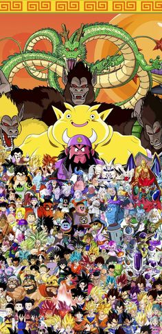 an anime poster with many different characters