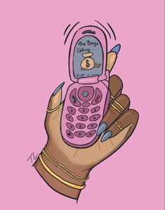 a woman's hand holding a pink cell phone