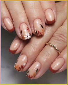 How to do easy Heart nail design tutorial ❤️❤️❤️ Thanksgiving French Nails, Nails Autumn, Cute Nails For Fall, Nail Art For Beginners, Leaf Designs, French Tip Acrylic Nails, Short Nails Art, Autumn Thanksgiving