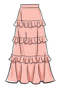 a drawing of a tiered skirt with ruffles on the bottom and bottom