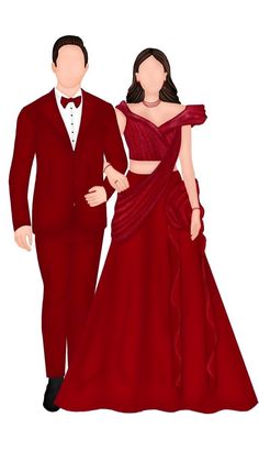 an illustration of a man and woman dressed in red