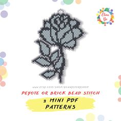 Beaded Rose Earrings, Beaded Rose Pattern Free, Brick Stitch Rose Earrings, Seed Bead Rosette Pattern, Brick Stitch Poppy Pattern, Diy Seed Bead Earrings, Miyuki Beads Pattern, Seed Bead Bracelet Patterns, Seed Bead Pattern