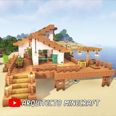 a video game showing a house built on the beach