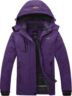 Amazon.com: Wantdo Women's Mountain Waterproof Ski Jacket Windproof Rain Jacket Winter Warm Snow Coat: Clothing Waterproof Jacket Women, Snow Coat, Mountain Jacket, Hooded Winter Coat, Fleece Jacket Womens, Windproof Jacket, Raincoats For Women, Snow Skiing, Snow Jacket