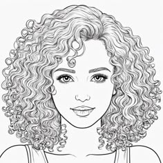 a drawing of a woman with curly hair