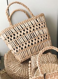 Beach and Straw Bags Rectangular Straw Bag With Bamboo Handle For Vacation, Rectangular Rattan Straw Bag For Vacation, Vacation Rectangular Straw Bag With Bamboo Handle, Vacation Rattan Straw Bag With Braided Handles, Vacation Straw Bag With Braided Handles And Rattan Material, Vacation Woven Rattan Crochet Bag, Casual Handheld Woven Straw Bag, Casual Woven Handheld Straw Bag, Top Handle Straw Bag With Open Weave For Shopping