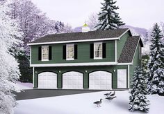 this is an artist's rendering of a house in the snow