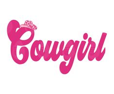 the word cougar with a crown on top of it's head and pink lettering