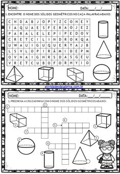 two worksheets with different shapes and numbers