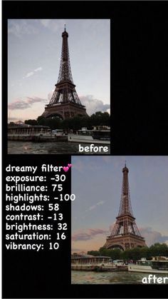 the eiffel tower before and after it has been painted black with white lettering