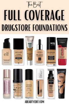 Best Full Coverage Drugstore Foundations Drugstore Makeup Oily Skin, Best Full Coverage Makeup, Best Drugstore Foundation 2023, Best Affordable Foundation, Best Foundations For Oily Skin, Best Makeup Products Drugstore, Full Coverage Foundation For Dry Skin