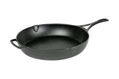 a black frying pan on a white background