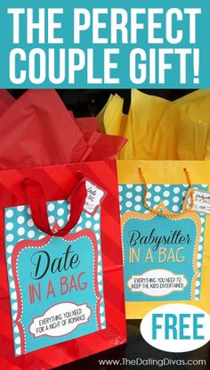 the perfect couple gift is in a bag and it's free printables