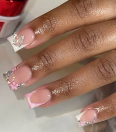 White Tip Acrylic Nails, Pink Tip Nails, Natural Nails Manicure, Teen Nails, Chanel Nails, Acrylic Toes, Summery Nails