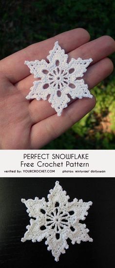 the snowflake is being held in someone's hand and it looks like they are