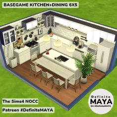 an image of a kitchen and dining room in the sims 4 noc game