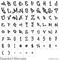 an image of the letters and numbers that have been written on them for each letter