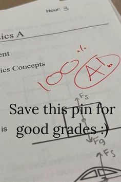 a piece of paper that has some writing on it with the words save this pin for good grade