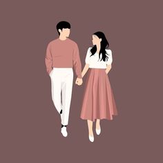 an illustration of a man and woman holding hands