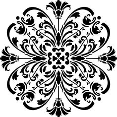 a black and white floral design