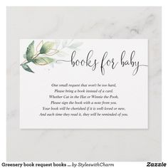 a book for baby card with leaves on it