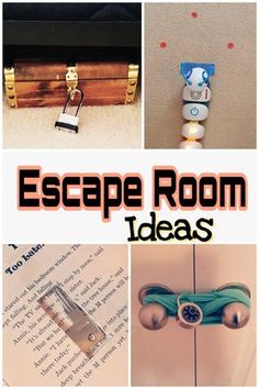 there are several pictures with the words escape room ideas