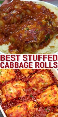 the best stuffed cabbage rolls recipe is shown in three different pictures, and it's easy to make