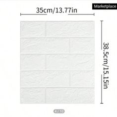 the white brick wall is shown with measurements for each piece and it's width