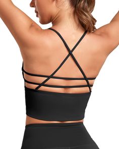 PRICES MAY VARY. 【Sexy Strappy sports bra for women】 These crisscross sports bras with strappy back style always keeping your perfect shape. Stylish cross open back workout tops is designed to show your line of sexy back perfectly, Special cutout highlights your personalized style. If you have a toned back this sport bra will look so good on you with the muscles showing. 【Removable Soft Pads】Soft pads for the yoga bralettes portion can be removed when you need wash. Wirefree sports bras with rem Strappy Sports Bra With Built-in Bra, Strappy Back Sports Bra For Workout, Workout Sports Bra With Strappy Back, Cross Back Sports Bra With Straps For Yoga, Workout Bra With Cross Back Straps, Workout Cross Back Bra, Workout Bra With Stretch And Tank Straps, Strappy Bra-friendly Activewear For Workout, Strappy Stretch Workout Bra