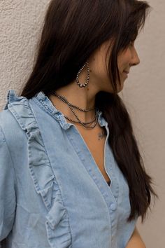 3 tier necklace - Choker  One clasp in back Nickel and Lead Free 3 Layer Necklace, Rodeo Jewelry, Western Necklace, Western Necklaces, Tiered Necklace, Silver Pearl Necklace, Western Boho, Jewelry Choker, Silver Pearls