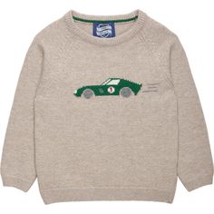 A Trotters favourite, this stylish cashmere mix jumper is great for layering on those cooler evenings. Available in a chic oatmeal colour, it features the signature intarsia race car design speeding across the front. | Trotters London | Sebastian Car Sweater, Oatmeal (Natural, Size 10-11Y) | Cashmere | Maisonette collects the best children’s products from around the world (unlike Zulily, Etsy, The Tot, Farfetch Kids, Childrensalon, Crate and Kids, Kohls, Wayfair, Buy Buy Baby, Nordstroms, Mini Boden, J.Crew Factory, or PotteryBarn Kids), creating a curated shopping experience for you. Think of us as your shortcut to fashion for litte ones! Colourful Sweater, Car Sweater, Race Car Design, Statement Sweater, Gifts For Dads, Classic Race Cars, Oatmeal Color, Buy Buy, Buy Buy Baby