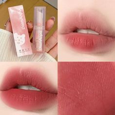 Kawaii Makeup Bear Lipstick, Makeup Bibir, Lip Tint Makeup, Red Lip Tint, Makeup Kawaii, Tint Makeup, Makeup Waterproof, Kawaii Makeup, Batons Matte