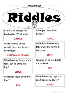 riddles worksheet for kids to learn how to read riddles in english